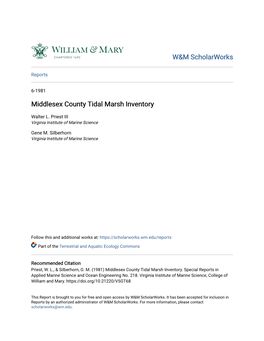 Middlesex County Tidal Marsh Inventory