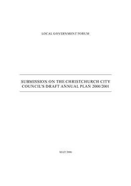 Submission on the Christchurch City Council's Draft Annual Plan 2000/2001