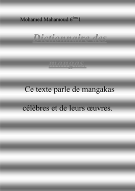 Dictionnaire Des Mangas