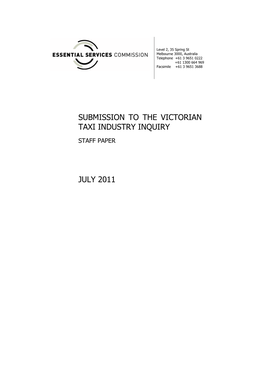 Submission to the Victorian Taxi Industry Inquiry July 2011