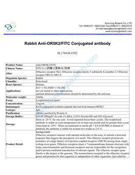 Rabbit Anti-OR5K2/FITC Conjugated Antibody