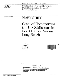 Costs of Homeporting the USS Missouri in Pearl Harbor Versus