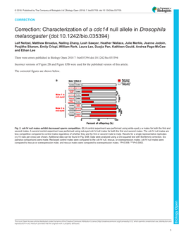 Characterization of a Cdc14 Null Allele in Drosophila Melanogaster