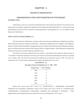 Chapter 4 (Trends in Urbanisation: Urbanisation in the Union Territory of Puducherry