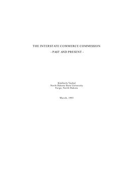 The Interstate Commerce Commission - Past and Present