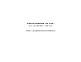 SUBSEGMENT DESCRIPTIONS by BASIN Water Quality Management Plan: Volume 4 Appendix a November 17, 2014
