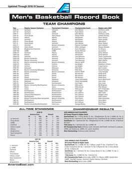 Men's Basketball Record Book