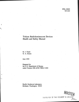 Tritium Radioluminescent Devices Health and Safety Manual