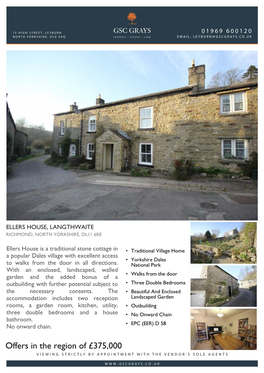 Offers in the Region of £375,000 Viewing Strictly by Appointment with the Vendor’S Sole Agents