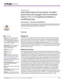 Estimated Impact of Revising the 13-Valent Pneumococcal Conjugate Vaccine Schedule from 2+1 to 1+1 in England and Wales: a Modelling Study