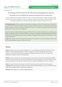 Screening on DNA Barcodes for Discriminating Bupleurum Species