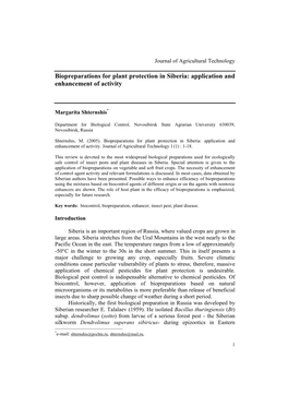 Biopreparations for Plant Protection in Siberia: Application and Enhancement of Activity