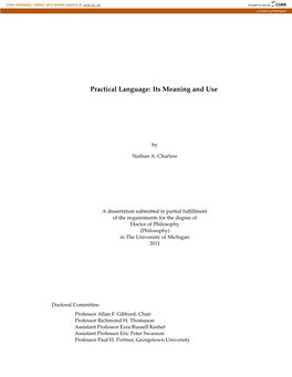 Practical Language: Its Meaning and Use