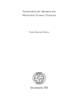 Inventario Del Archivo Del Municipio Tlaxco, Tlaxcala