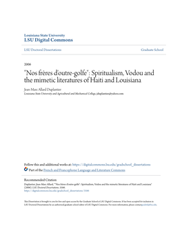 Spiritualism, Vodou and the Mimetic Literatures of Haiti and Louisiana