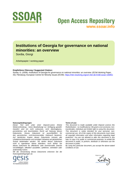 Policy Paper on Governmental Structures and Institutions Of