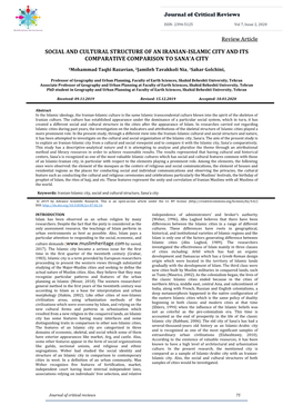 Social and Cultural Structure of an Iranian-Islamic City and Its Comparative Comparison to Sana’A City