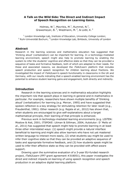 A Talk on the Wild Side: the Direct and Indirect Impact of Speech Recognition on Learning Gains