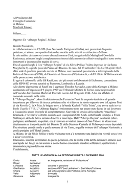 Al Presidente Del Consiglio Comunale Di Milano Manfredi Palmeri