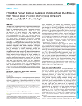 Predicting Human Disease Mutations and Identifying Drug Targets from Mouse Gene Knockout Phenotyping Campaigns Robert Brommage1,*, David R