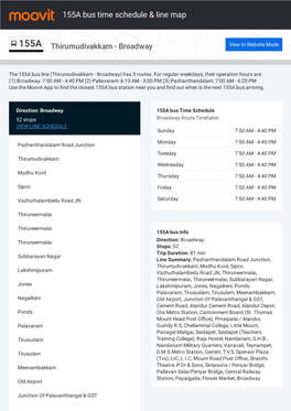 155A Bus Time Schedule & Line Route