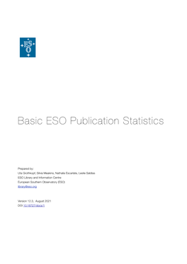 Basic ESO Publication Statistics