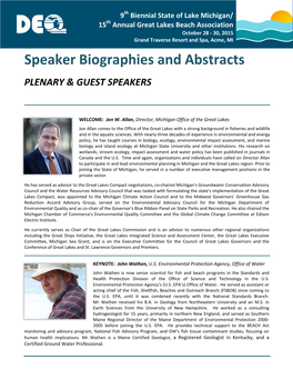 Speaker Biographies and Abstracts PLENARY & GUEST SPEAKERS