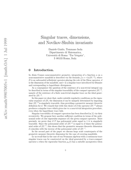 Singular Traces, Dimensions, and Novikov-Shubin Invariants