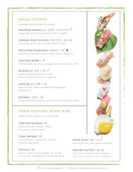 Cold-Tasting Sushi Bar Small Plates