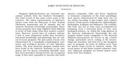 EARLY EVOLUTION of PENGUINS Summary