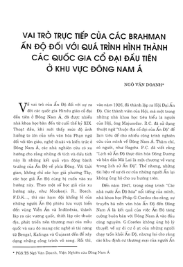 Vai Tro Truc Tiep Cua Cac Brahman an Do Doi Voi Qua Trinh Hinh Thanh Cac Quoc Gia Co Dai Dau Tien • 6 Khu Vuc Dong Nam A