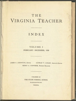 The Virginia Teacher, Vol. 1, Iss. 1, February 1920