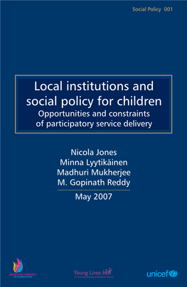 Local Institutions and Social Policy for Children Opportunities and Constraints of Participatory Service Delivery