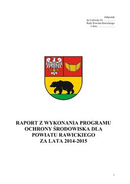 Raport Z Wykonania Programu Ochrony Środowiska Dla Powiatu Rawickiego Za Lata 2014-2015