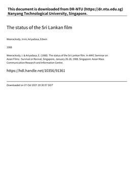 The Status of the Sri Lankan Film