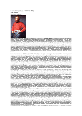 Il Garibaldi “Socialista” (Nel 150° Dei Mille) Scritto Da Avanti! Mercoledì 05 Maggio 2010