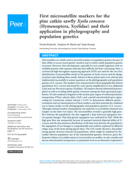 First Microsatellite Markers for the Pine Catkin Sawfly Xyela Concava (Hymenoptera, Xyelidae) and Their Application in Phylogeography and Population Genetics