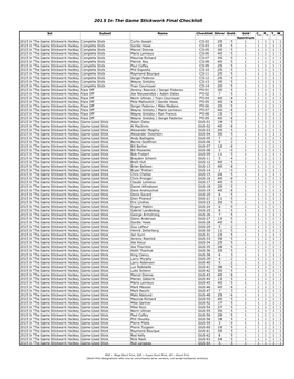 2015 in the Game Stickwork Final Checklist