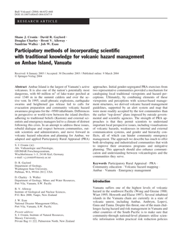 Participatory Methods of Incorporating Scientific with Traditional Knowledge for Volcanic Hazard Management on Ambae Island, Vanuatu