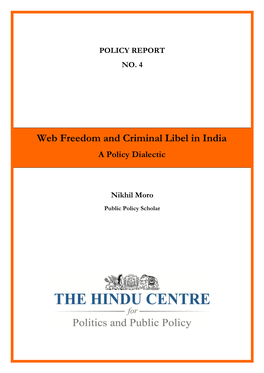 Web Freedom and Criminal Libel in India