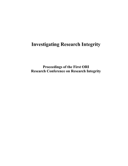 Investigating Research Integrity