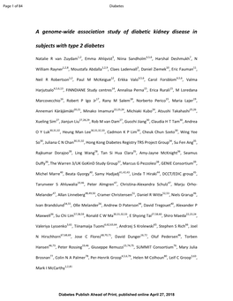 A Genome-Wide Association Study of Diabetic Kidney Disease in Subjects