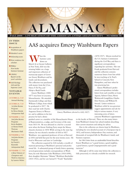 Almanac Fall 2009 a Publication of the American Antiquarian Society Number 78