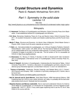 Crystal Structure and Dynamics Paolo G