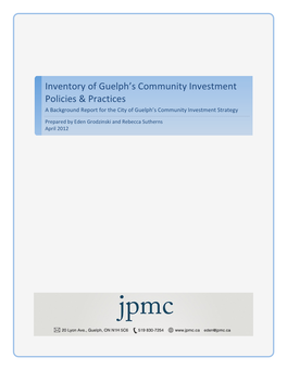 Inventory of Guelph's Community Investment Policies & Practices