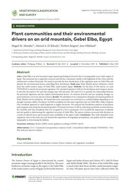 ﻿Plant Communities and Their Environmental Drivers on an Arid