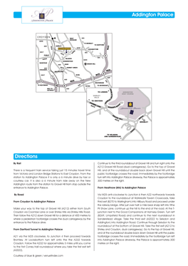 Addington Palace Directions