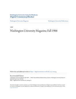 Washington University Magazine, Fall 1966