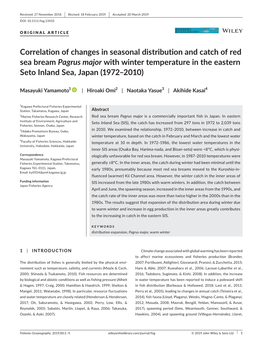 Correlation of Changes in Seasonal Distribution and Catch of Red Sea Bream Pagrus Major with Winter Temperature in the Eastern Seto Inland Sea, Japan (1972–2010)