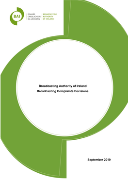 Broadcasting Authority of Ireland Broadcasting Complaints Decisions